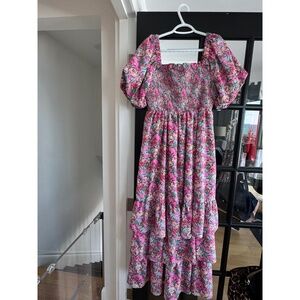 Pink floral maxi dress
